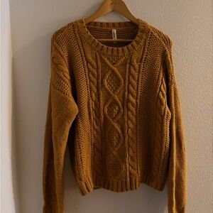 Cable Knit Sweater in Yellow Mustard M
